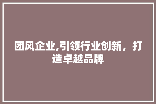 团风企业,引领行业创新，打造卓越品牌