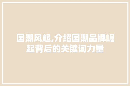 国潮风起,介绍国潮品牌崛起背后的关键词力量