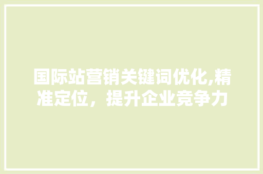 国际站营销关键词优化,精准定位，提升企业竞争力