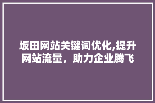 坂田网站关键词优化,提升网站流量，助力企业腾飞