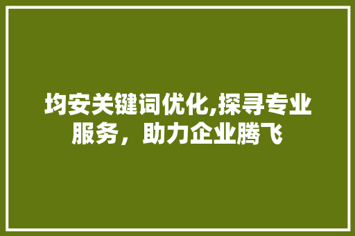 均安关键词优化,探寻专业服务，助力企业腾飞