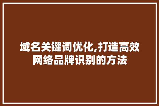 域名关键词优化,打造高效网络品牌识别的方法 后端技术