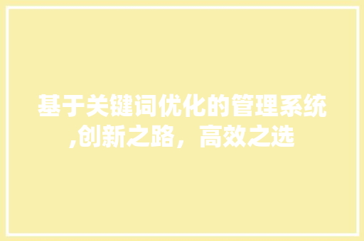 基于关键词优化的管理系统,创新之路，高效之选