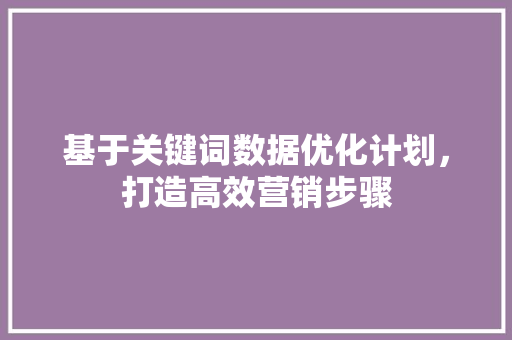 基于关键词数据优化计划，打造高效营销步骤