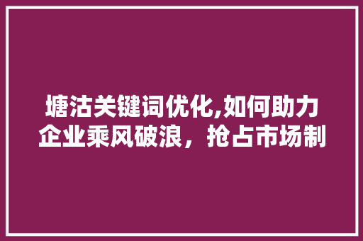 塘沽关键词优化,如何助力企业乘风破浪，抢占市场制高点
