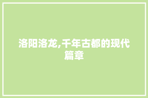 洛阳洛龙,千年古都的现代篇章