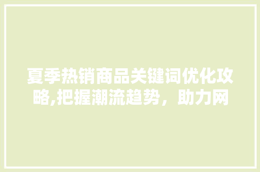 夏季热销商品关键词优化攻略,把握潮流趋势，助力网店盈利