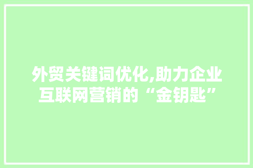 外贸关键词优化,助力企业互联网营销的“金钥匙”
