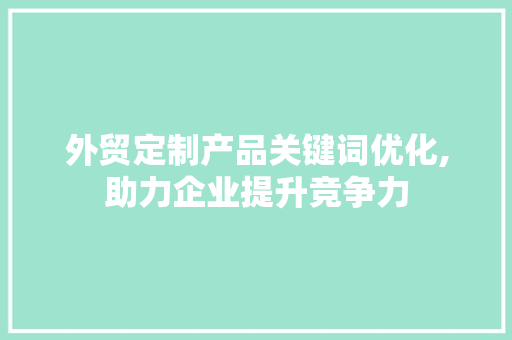 外贸定制产品关键词优化,助力企业提升竞争力