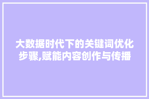 大数据时代下的关键词优化步骤,赋能内容创作与传播