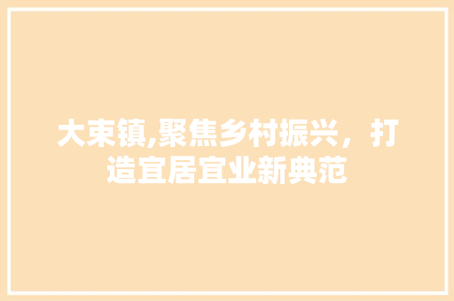 大束镇,聚焦乡村振兴，打造宜居宜业新典范
