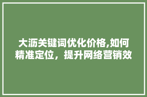大沥关键词优化价格,如何精准定位，提升网络营销效果