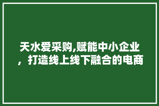 天水爱采购,赋能中小企业，打造线上线下融合的电商生态圈