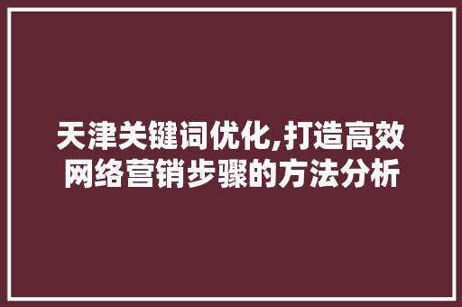 天津关键词优化,打造高效网络营销步骤的方法分析