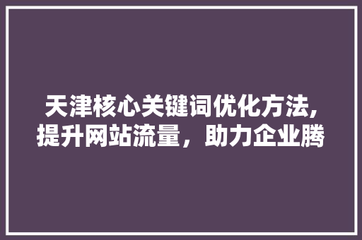 天津核心关键词优化方法,提升网站流量，助力企业腾飞