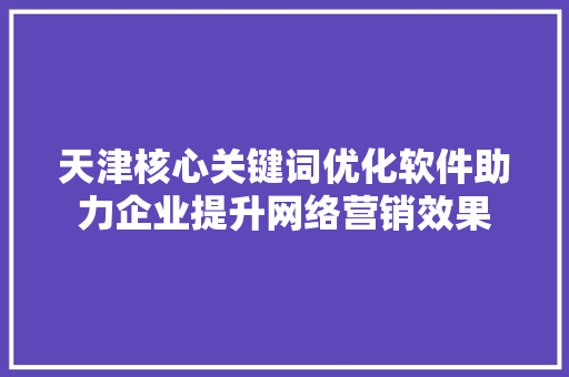 天津核心关键词优化软件助力企业提升网络营销效果