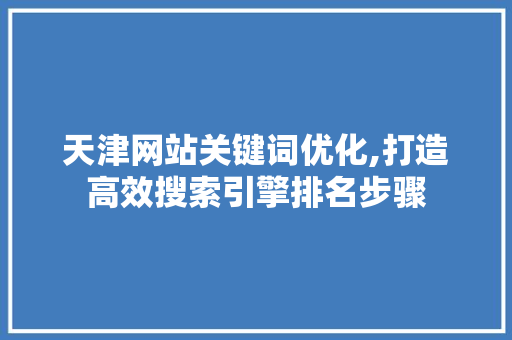 天津网站关键词优化,打造高效搜索引擎排名步骤