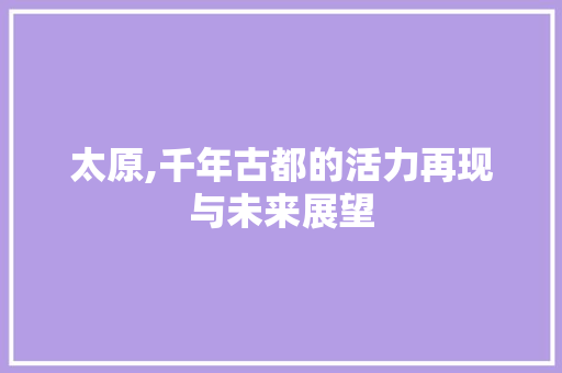 太原,千年古都的活力再现与未来展望