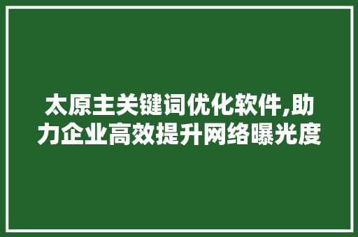 太原主关键词优化软件,助力企业高效提升网络曝光度