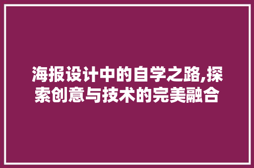 海报设计中的自学之路,探索创意与技术的完美融合