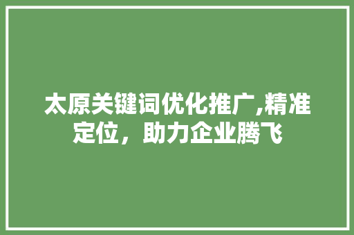 太原关键词优化推广,精准定位，助力企业腾飞