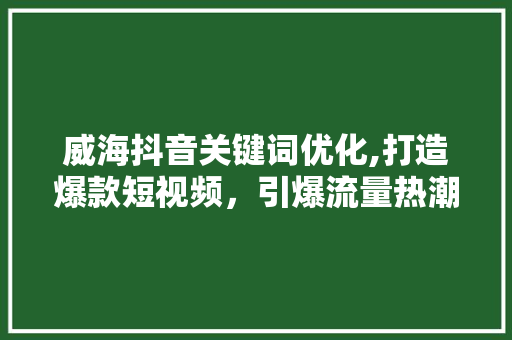 威海抖音关键词优化,打造爆款短视频，引爆流量热潮