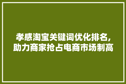 孝感淘宝关键词优化排名,助力商家抢占电商市场制高点