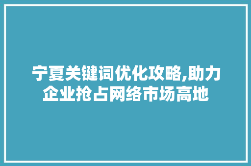 宁夏关键词优化攻略,助力企业抢占网络市场高地