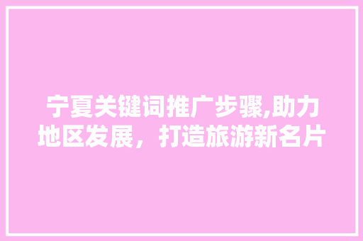 宁夏关键词推广步骤,助力地区发展，打造旅游新名片