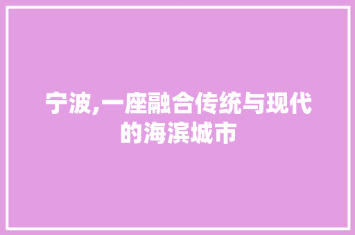 宁波,一座融合传统与现代的海滨城市