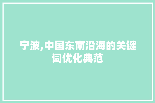 宁波,中国东南沿海的关键词优化典范