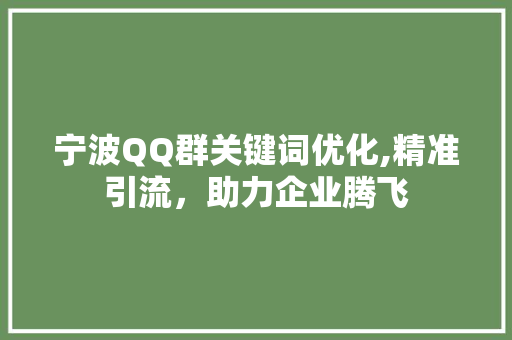宁波QQ群关键词优化,精准引流，助力企业腾飞