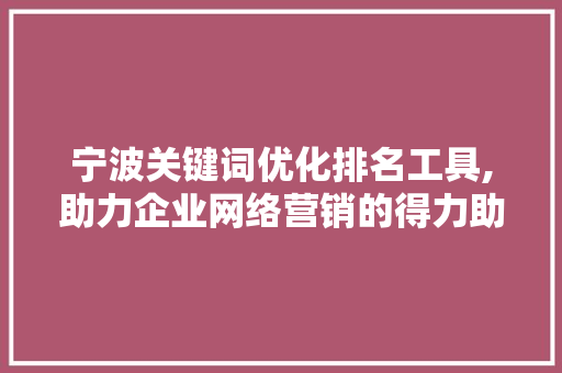 宁波关键词优化排名工具,助力企业网络营销的得力助手