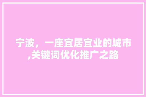 宁波，一座宜居宜业的城市,关键词优化推广之路