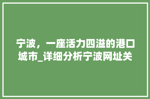 宁波，一座活力四溢的港口城市_详细分析宁波网址关键词优化步骤