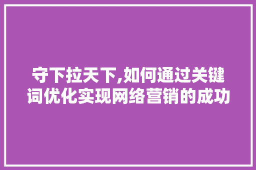 守下拉天下,如何通过关键词优化实现网络营销的成功