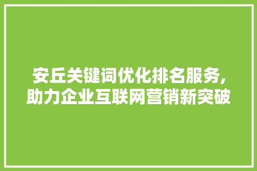 安丘关键词优化排名服务,助力企业互联网营销新突破