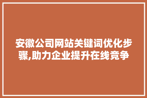 安徽公司网站关键词优化步骤,助力企业提升在线竞争力