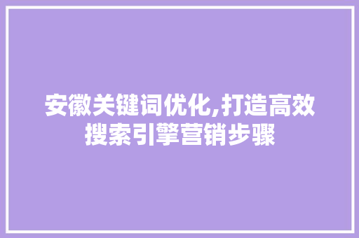 安徽关键词优化,打造高效搜索引擎营销步骤