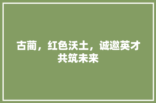 古蔺，红色沃土，诚邀英才共筑未来
