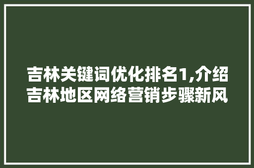吉林关键词优化排名1,介绍吉林地区网络营销步骤新风向