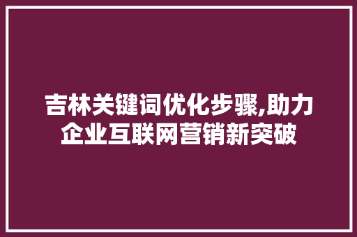 吉林关键词优化步骤,助力企业互联网营销新突破
