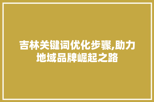 吉林关键词优化步骤,助力地域品牌崛起之路