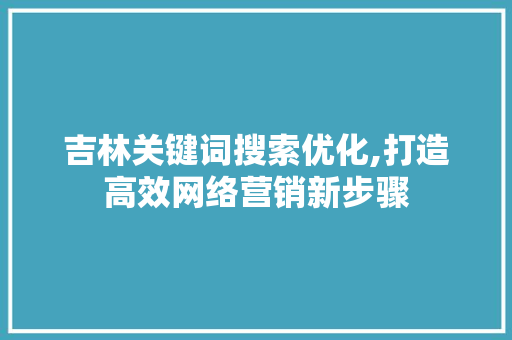 吉林关键词搜索优化,打造高效网络营销新步骤
