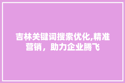 吉林关键词搜索优化,精准营销，助力企业腾飞