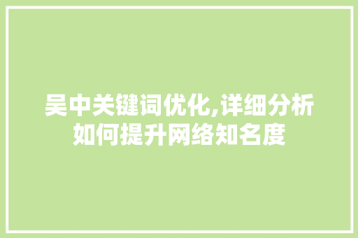 吴中关键词优化,详细分析如何提升网络知名度