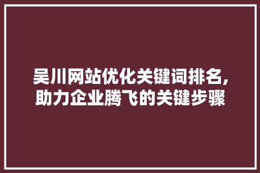 吴川网站优化关键词排名,助力企业腾飞的关键步骤
