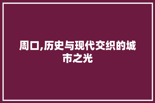 周口,历史与现代交织的城市之光
