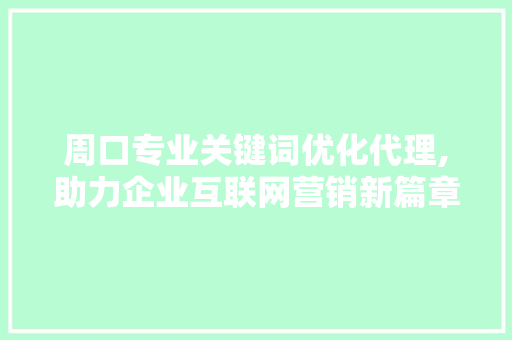 周口专业关键词优化代理,助力企业互联网营销新篇章