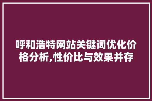 呼和浩特网站关键词优化价格分析,性价比与效果并存之路